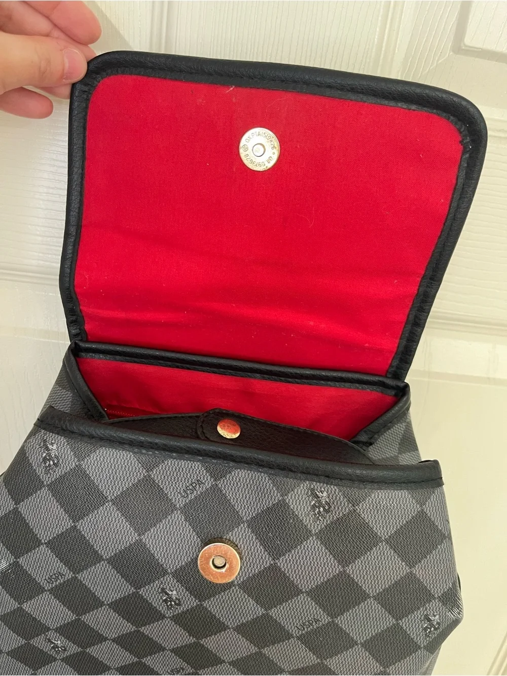 U.S. Polo Assn. Charcoal Checkered Mini Backpack